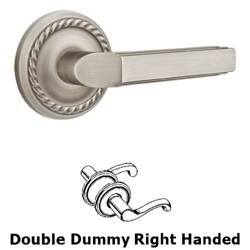 Emtek Double Dummy Right Handed Milano Door Lever With Rope Rose in Pewter