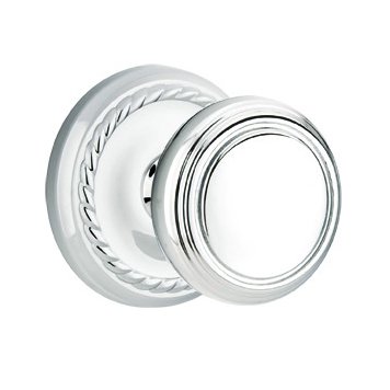 Emtek Double Dummy Norwich Door Knob With Rope Rose in Polished Chrome