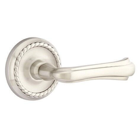 Emtek Double Dummy Wembley Right Handed Lever With Rope Rose in Satin Nickel