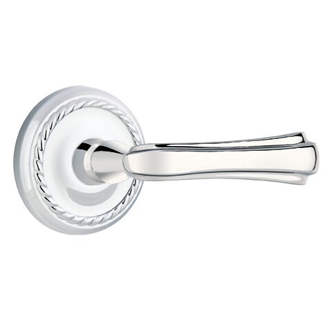 Emtek Double Dummy Wembley Right Handed Lever With Rope Rose in Polished Chrome
