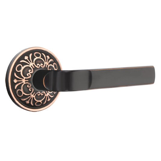 Emtek Double Dummy Aston Right Handed Lever with Lancaster Rose in Oil Rubbed Bronze