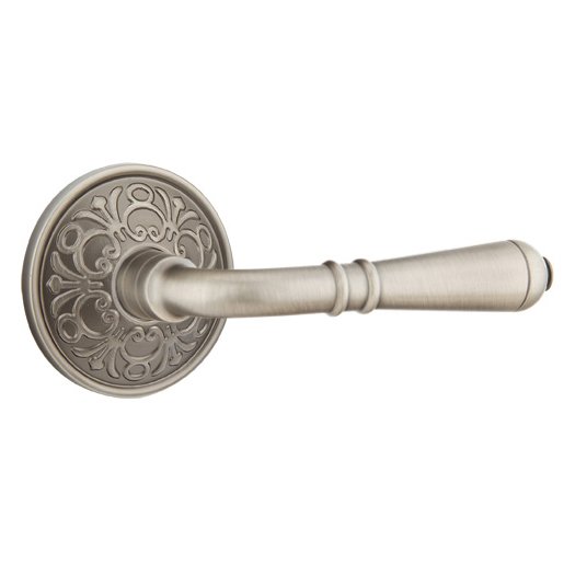 Emtek Double Dummy Right Handed Turino Door Lever With Lancaster Rose in Pewter
