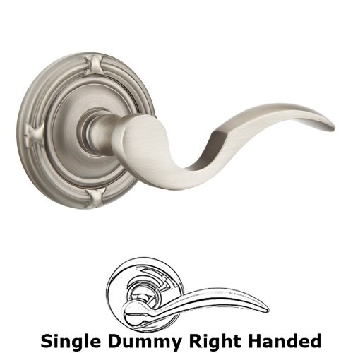 Emtek Single Dummy Right Handed Cortina Door Lever With Ribbon & Reed Rose in Pewter
