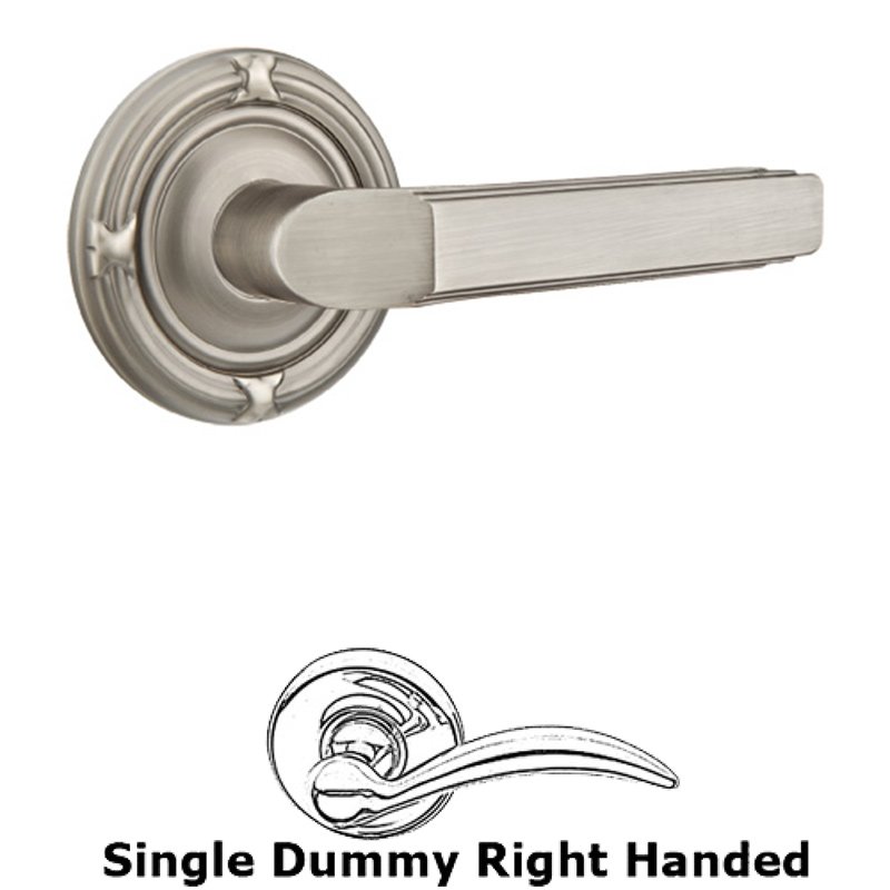 Emtek Single Dummy Right Handed Milano Door Lever With Ribbon & Reed Rose in Pewter