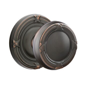 Emtek Single Dummy Ribbon & Reed Knob With Ribbon & Reed Rose in Oil Rubbed Bronze