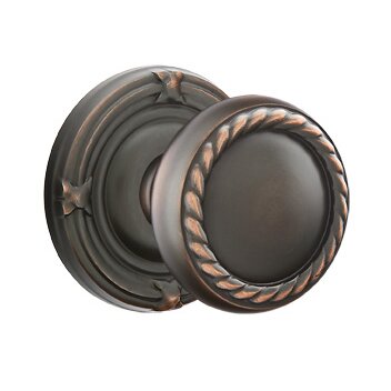 Emtek Single Dummy Rope Knob With Ribbon & Reed Rose in Oil Rubbed Bronze
