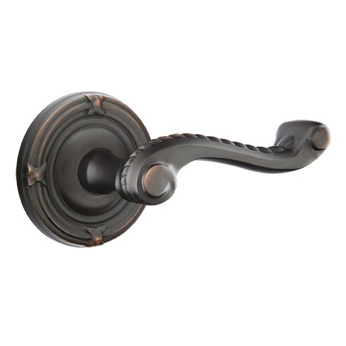 Emtek Single Dummy Right Handed Rope Lever With Ribbon & Reed Rose in Oil Rubbed Bronze