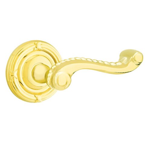 Emtek Single Dummy Right Handed Rope Lever With Ribbon & Reed Rose in Polished Brass