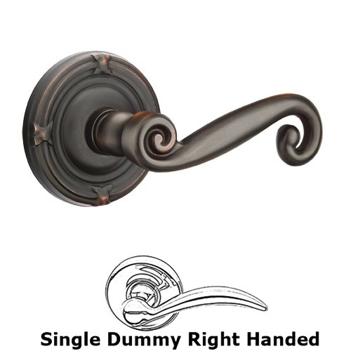 Emtek Single Dummy Right Handed Rustic Door Lever With Ribbon & Reed Rose in Oil Rubbed Bronze