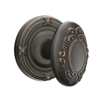 Emtek Single Dummy Victoria Knob With Ribbon & Reed Rose in Oil Rubbed Bronze