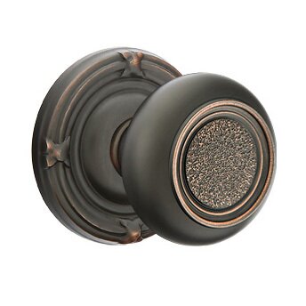 Emtek Double Dummy Belmont Knob With Ribbon & Reed Rose in Oil Rubbed Bronze