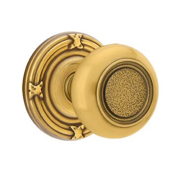Emtek Double Dummy Belmont Knob With Ribbon & Reed Rose in French Antique Brass