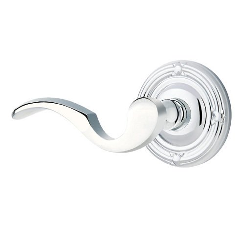 Emtek Double Dummy Left Handed Cortina Door Lever With Ribbon & Reed Rose in Polished Chrome