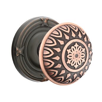 Emtek Double Dummy Lancaster Knob With Ribbon & Reed Rose in Oil Rubbed Bronze