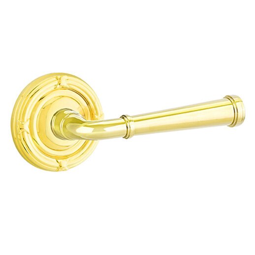 Emtek Double Dummy Merrimack Right Handed Lever With Ribbon & Reed Rose in Unlacquered Brass