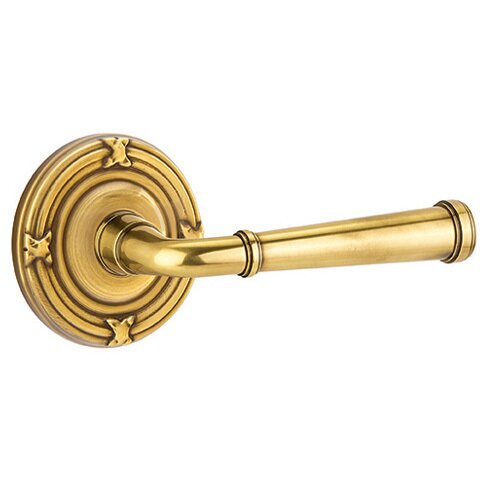 Emtek Double Dummy Merrimack Right Handed Lever With Ribbon & Reed Rose in French Antique Brass