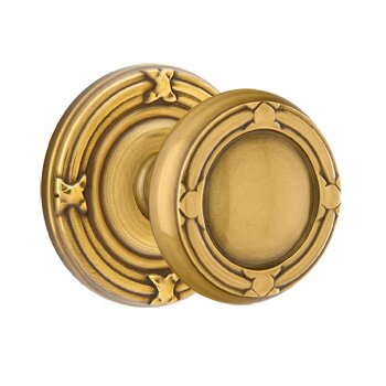 Emtek Double Dummy Ribbon & Reed Knob With Ribbon & Reed Rose in French Antique Brass
