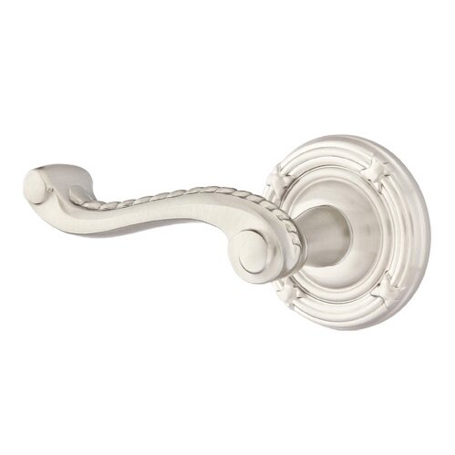 Emtek Double Dummy Rope Left Handed Lever With Ribbon & Reed Rose in Satin Nickel