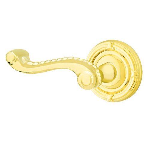 Emtek Double Dummy Rope Left Handed Lever With Ribbon & Reed Rose in Unlacquered Brass