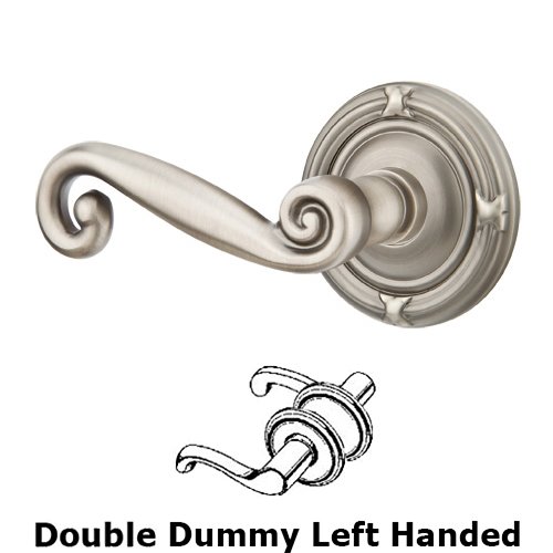 Emtek Double Dummy Left Handed Rustic Door Lever With Ribbon & Reed Rose in Pewter