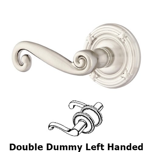 Emtek Double Dummy Left Handed Rustic Door Lever With Ribbon & Reed Rose in Satin Nickel