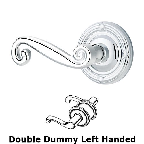 Emtek Double Dummy Left Handed Rustic Door Lever With Ribbon & Reed Rose in Polished Chrome