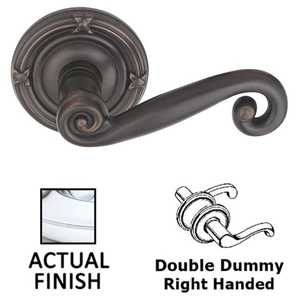Emtek Double Dummy Right Handed Rustic Door Lever With Ribbon & Reed Rose in Polished Chrome