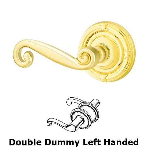 Emtek Double Dummy Left Handed Rustic Door Lever With Ribbon & Reed Rose in Unlacquered Brass