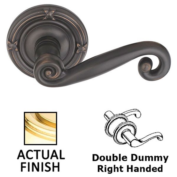 Emtek Double Dummy Right Handed Rustic Door Lever With Ribbon & Reed Rose in Polished Brass