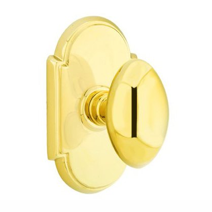 Emtek Single Dummy Egg Door Knob With #8 Rose in Polished Brass