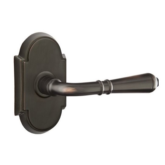Emtek Single Dummy Right Handed Turino Door Lever With #8 Rose in Oil Rubbed Bronze