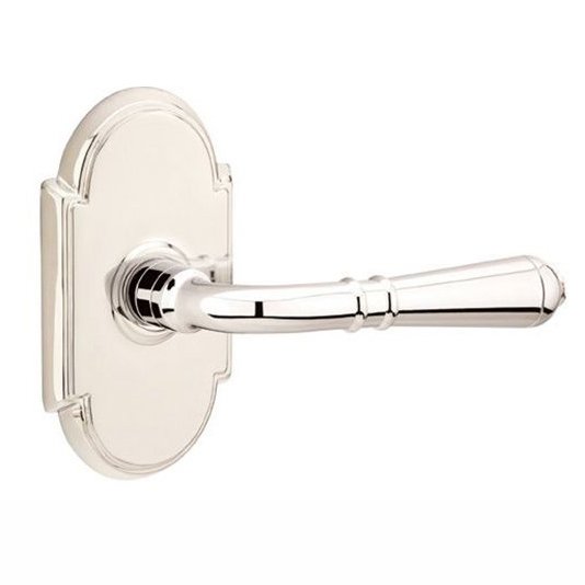 Emtek Single Dummy Right Handed Turino Door Lever With #8 Rose in Polished Nickel
