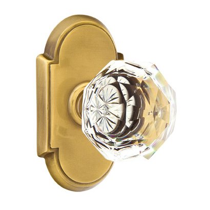 Emtek Diamond Double Dummy Door Knob with #8 Rose in French Antique Brass