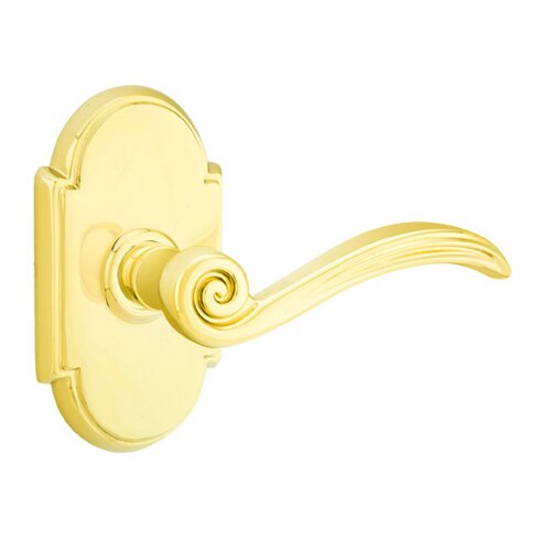 Emtek Double Dummy Elan Right Handed Lever With #8 Rose in Unlacquered Brass