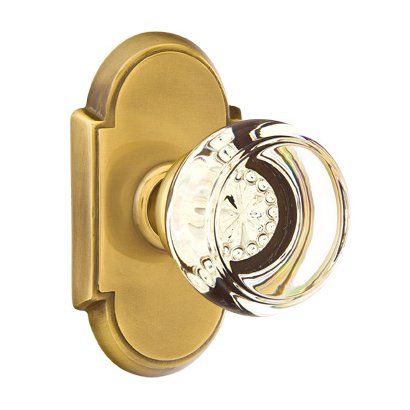 Emtek Georgetown Double Dummy Door Knob with #8 Rose in French Antique Brass