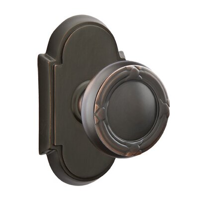 Emtek Double Dummy Ribbon & Reed Knob With #8 Rose in Oil Rubbed Bronze