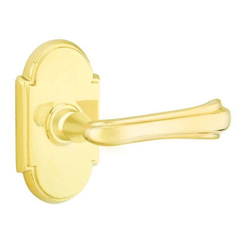 Emtek Double Dummy Wembley Right Handed Lever With #8 Rose in Unlacquered Brass