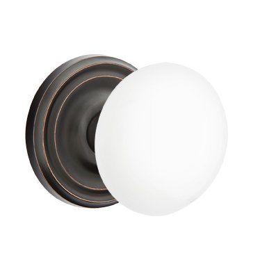 Emtek Passage Ice White Knob And Regular Rosette With Concealed Screws  in Oil Rubbed Bronze