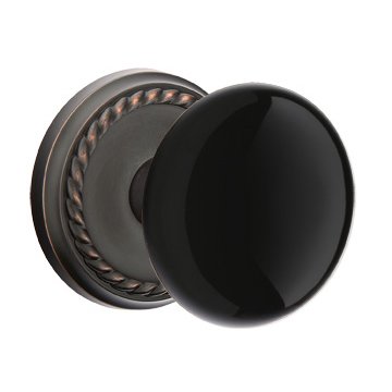 Emtek Passage Ebony Knob And Rope Rosette With Concealed Screws  in Oil Rubbed Bronze