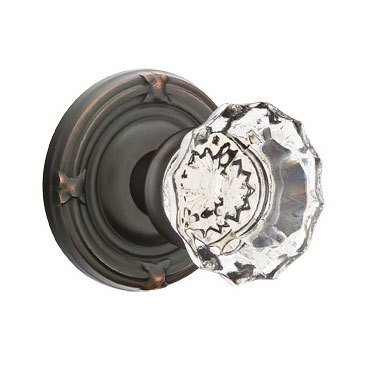 Emtek Astoria Passage Door Knob with Ribbon & Reed Rose and Concealed Screws in Oil Rubbed Bronze