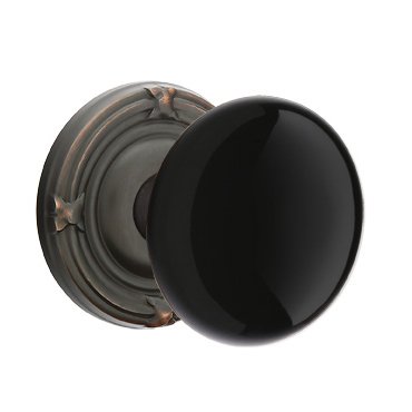 Emtek Passage Ebony Knob And Ribbon & Reed Rosette With Concealed Screws  in Oil Rubbed Bronze