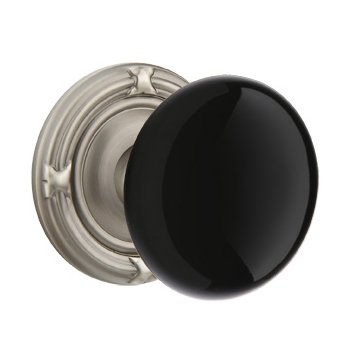 Emtek Passage Ebony Knob And Ribbon & Reed Rosette With Concealed Screws  in Pewter