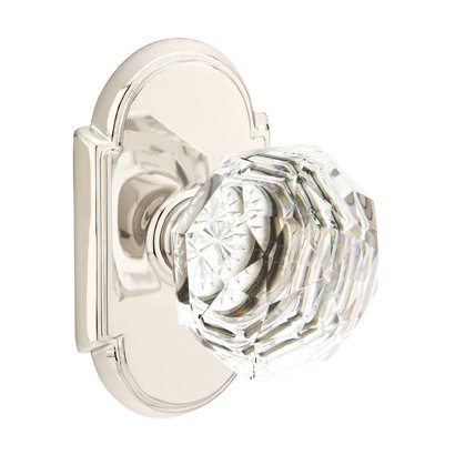 Emtek Diamond Passage Door Knob with #8 Rose and Concealed Screws in Polished Nickel