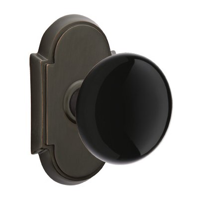 Emtek Passage Ebony Knob And #8 Rosette With Concealed Screws in Oil Rubbed Bronze