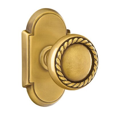 Emtek Passage Rope Knob With #8 Rose in French Antique Brass