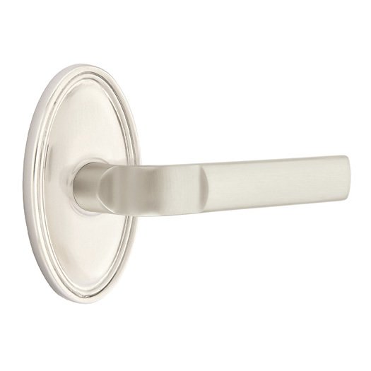 Emtek Passage Aston Right Handed Lever and Oval Rose in Satin Nickel With Concealed Screws
