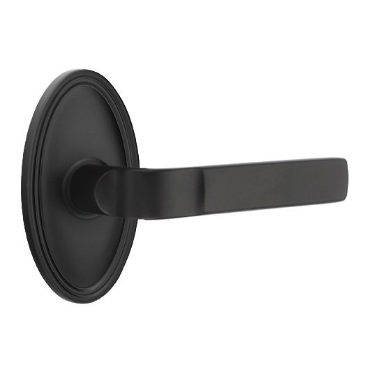 Emtek Passage Aston Right Handed Lever and Oval Rose in Flat Black With Concealed Screws