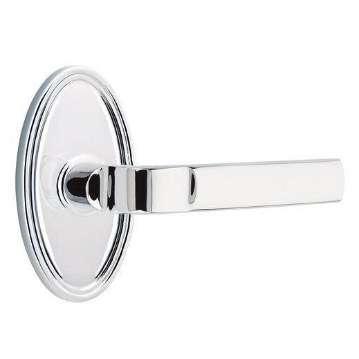 Emtek Passage Aston Right Handed Lever and Oval Rose in Polished Chrome With Concealed Screws