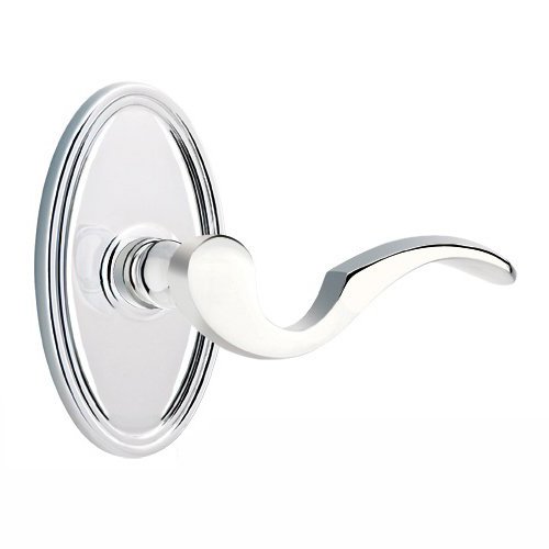 Emtek Passage Right Handed Cortina Door Lever With Oval Rose in Polished Chrome
