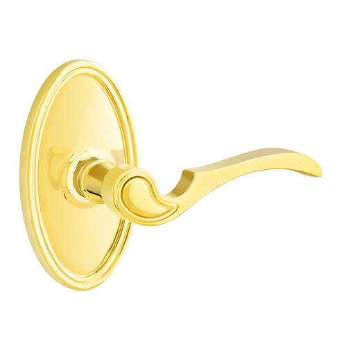 Emtek Passage Right Handed Coventry Lever With Oval Rose in Unlacquered Brass